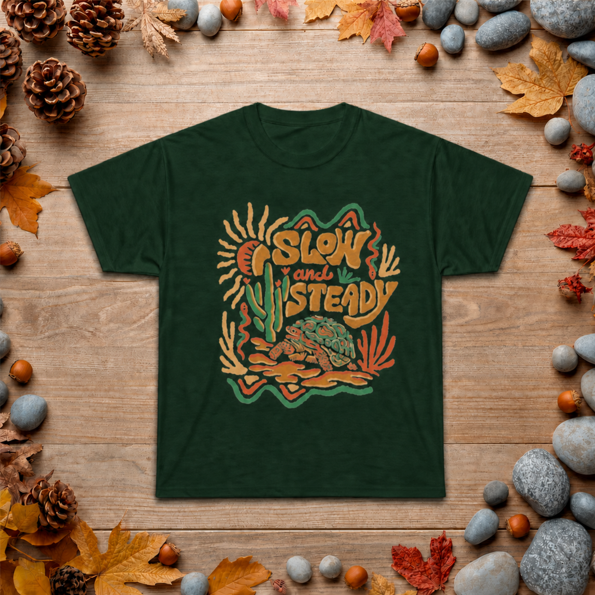 Slow and Steady T-Shirt — Retro Desert Turtle Graphic Tee