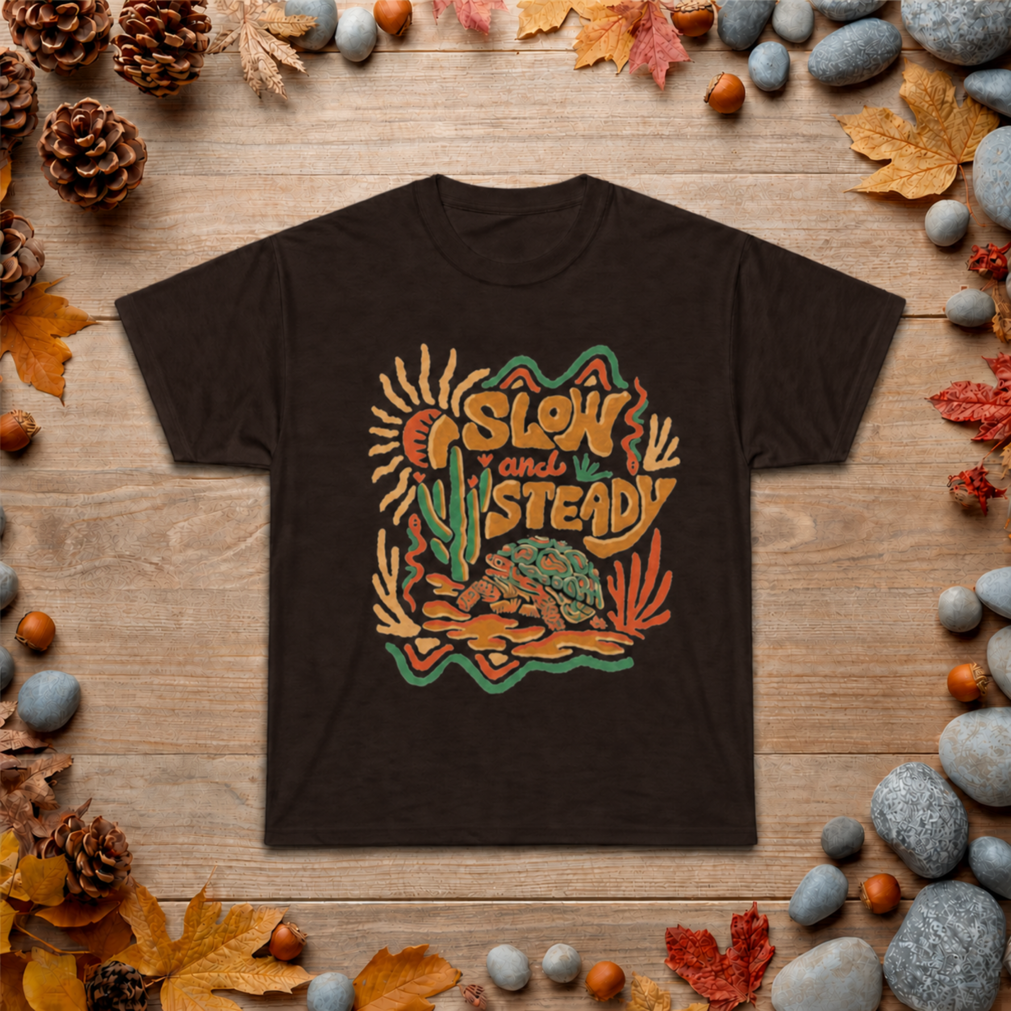 Slow and Steady T-Shirt — Retro Desert Turtle Graphic Tee