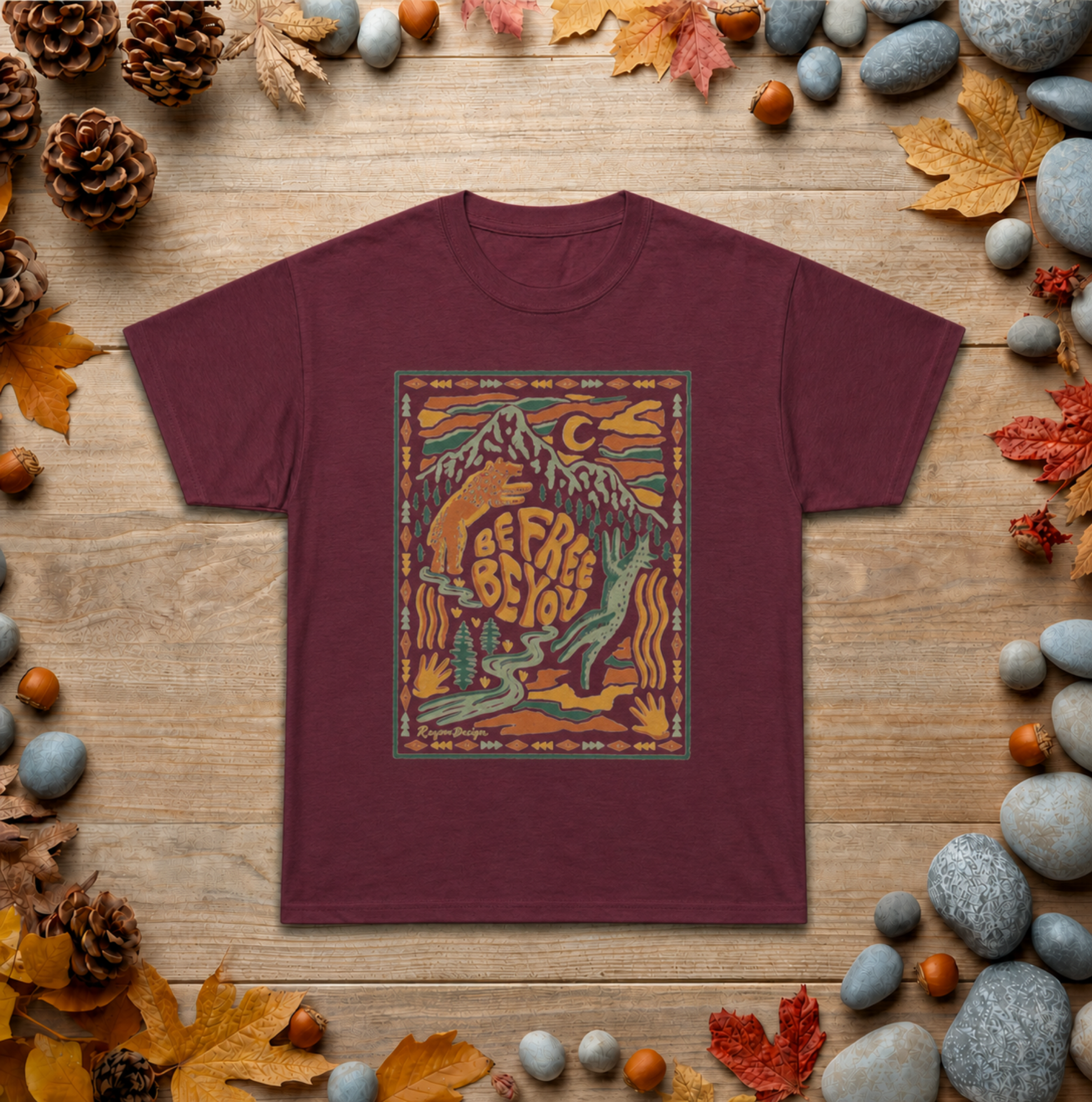 Be Free, Be You Mountain Tee — Retro Outdoor Graphic T-Shirt