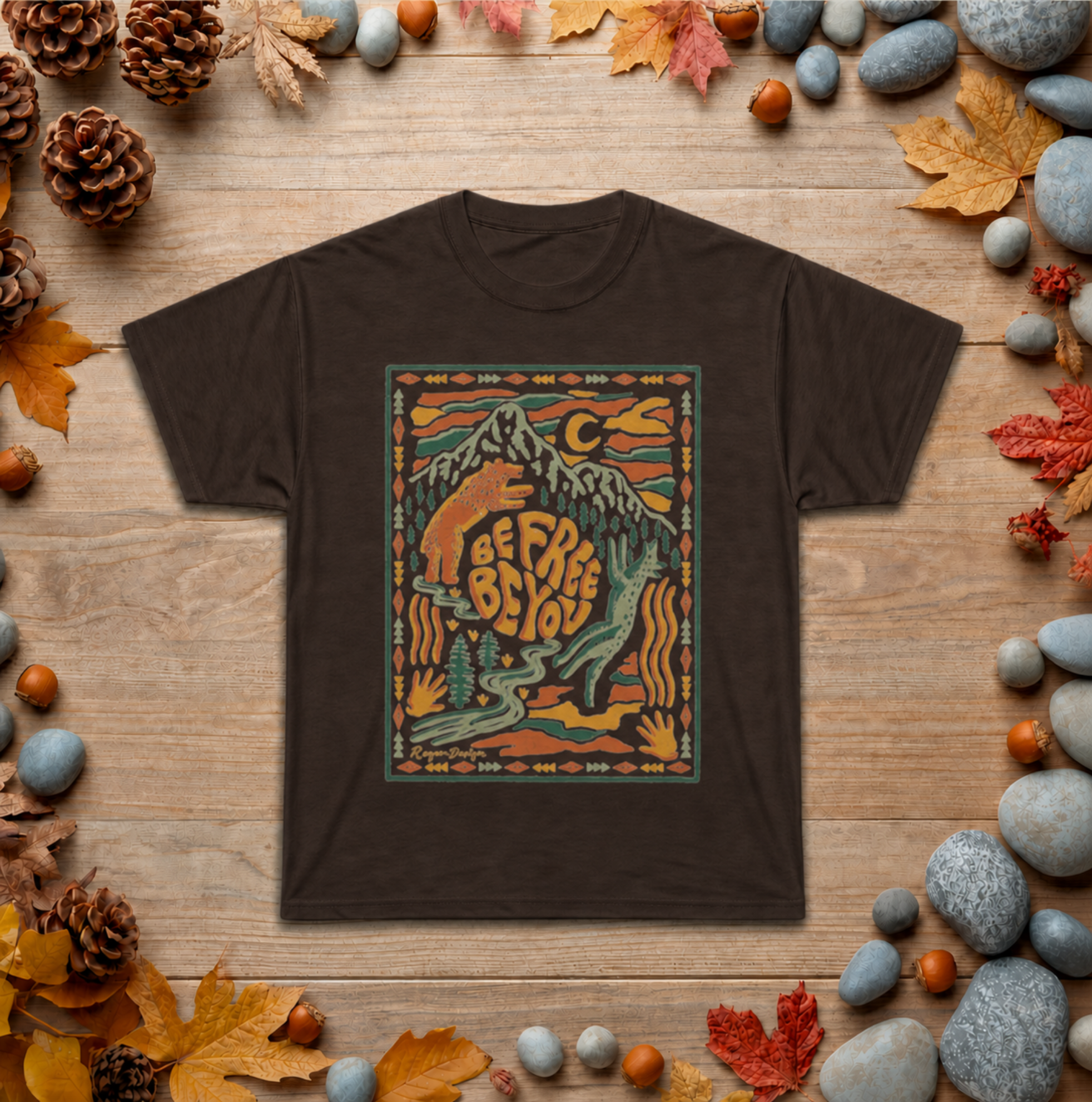 Be Free, Be You Mountain Tee — Retro Outdoor Graphic T-Shirt