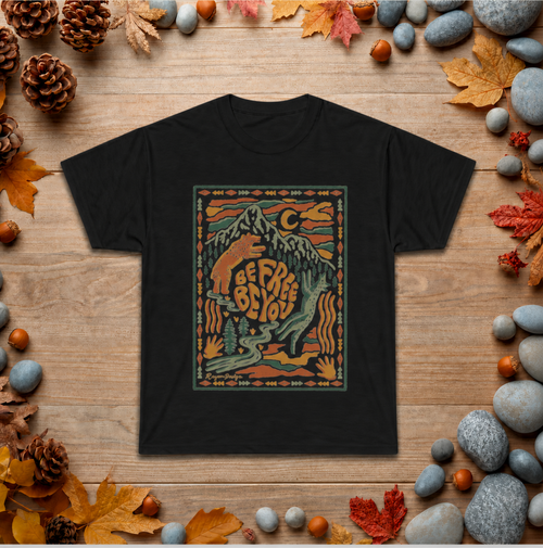 Be Free, Be You Mountain Tee — Retro Outdoor Graphic T-Shirt