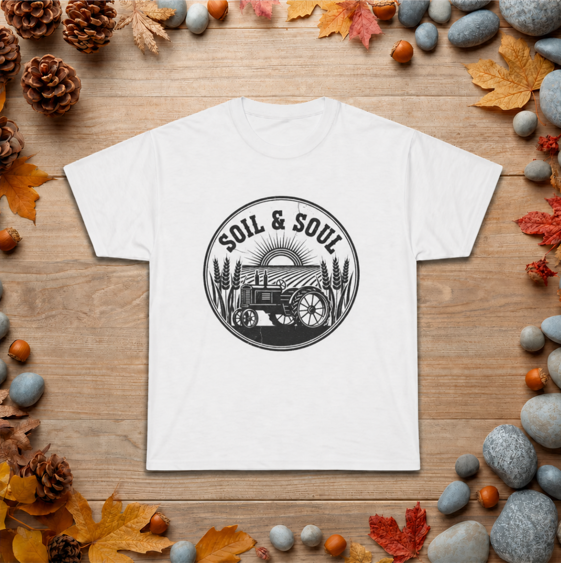 Soil & Soul Tractor Tee — Vintage Farm Logo T‑Shirt for Farmers & Gardeners