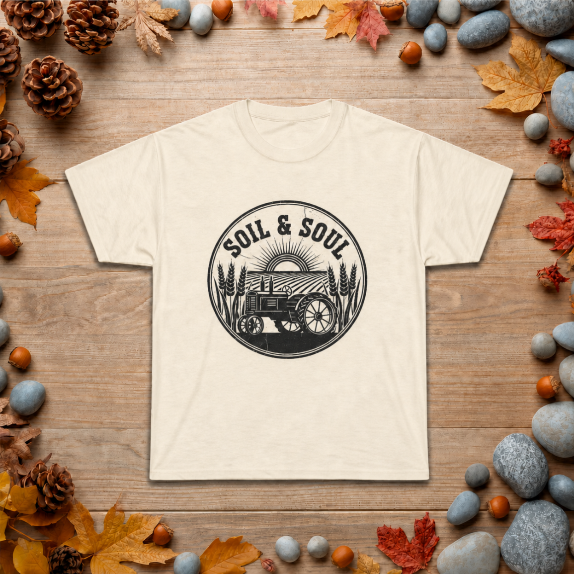 Soil & Soul Tractor Tee — Vintage Farm Logo T‑Shirt for Farmers & Gardeners