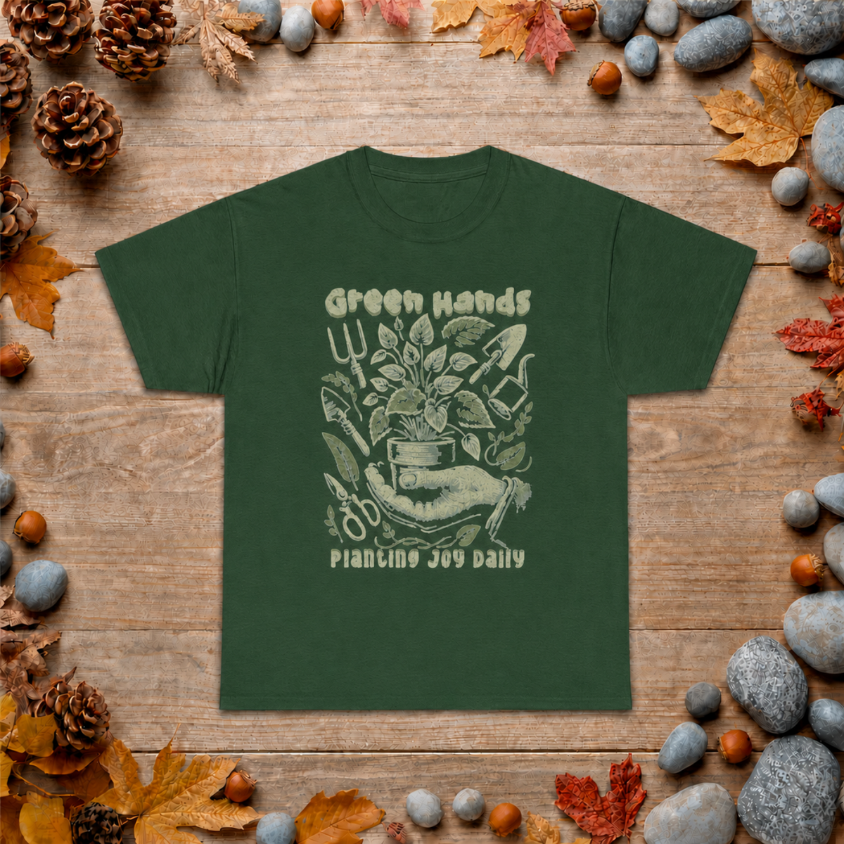 Gardening Graphic Tee — "Green Hands, Planting for Daily" Plant Lover T-Shirt