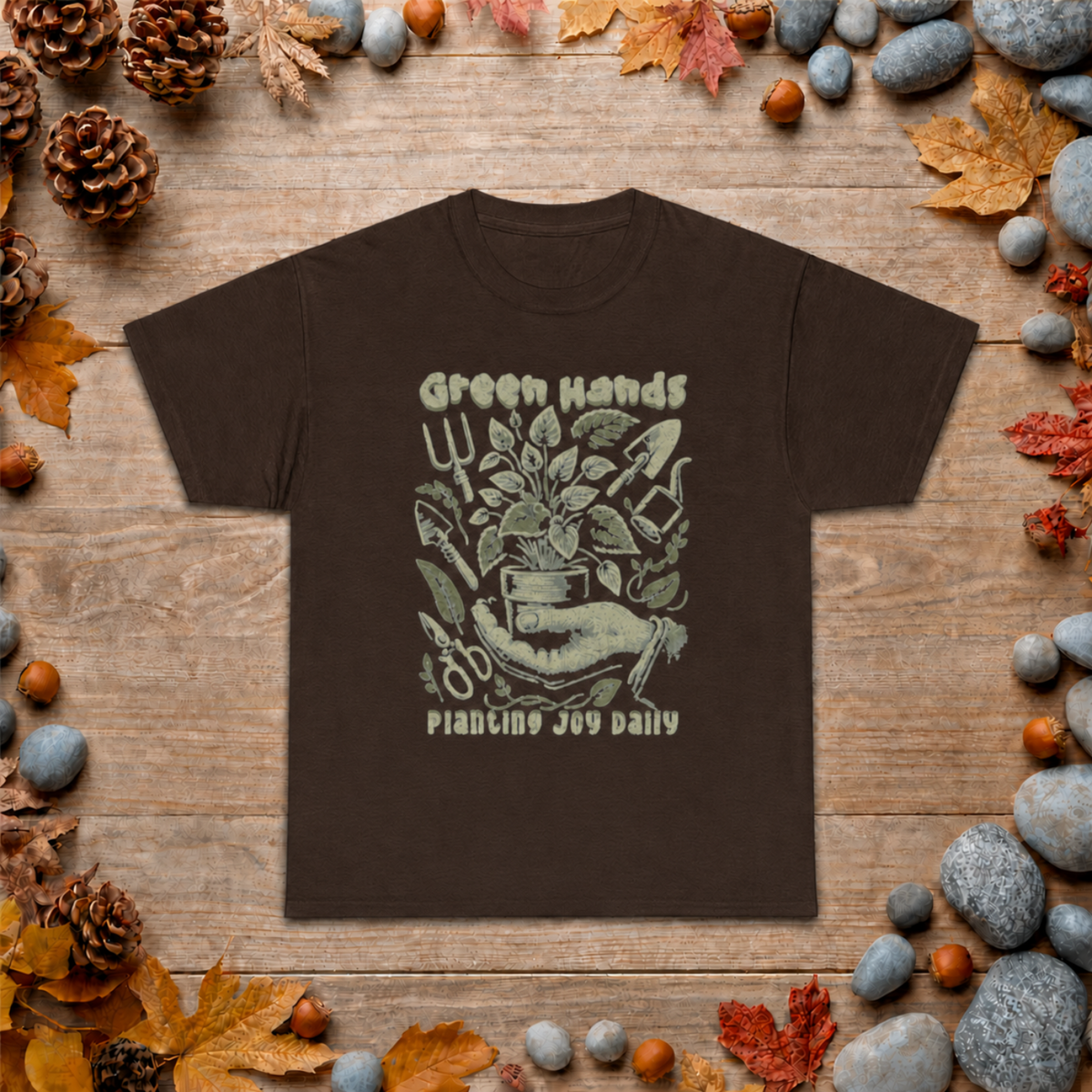 Gardening Graphic Tee — "Green Hands, Planting for Daily" Plant Lover T-Shirt
