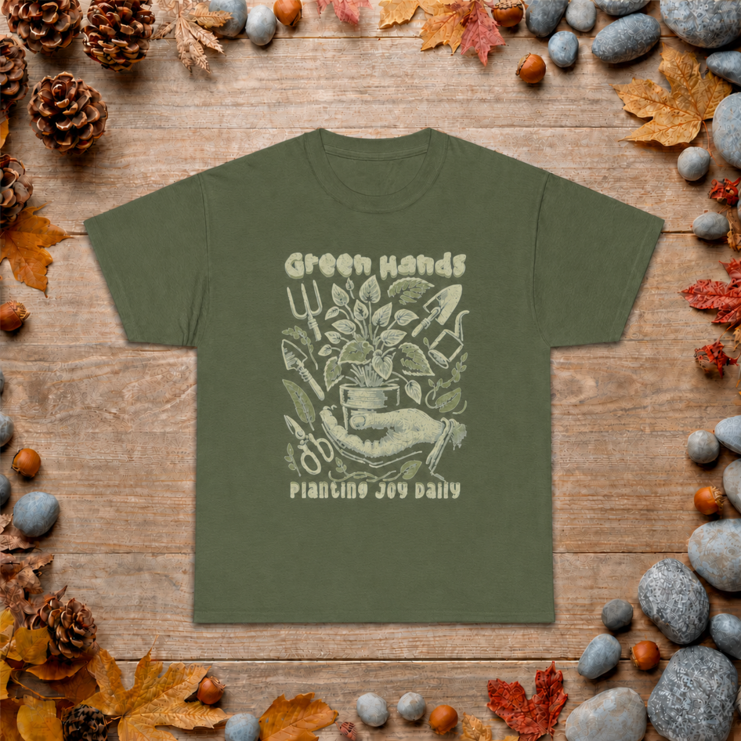 Gardening Graphic Tee — "Green Hands, Planting for Daily" Plant Lover T-Shirt
