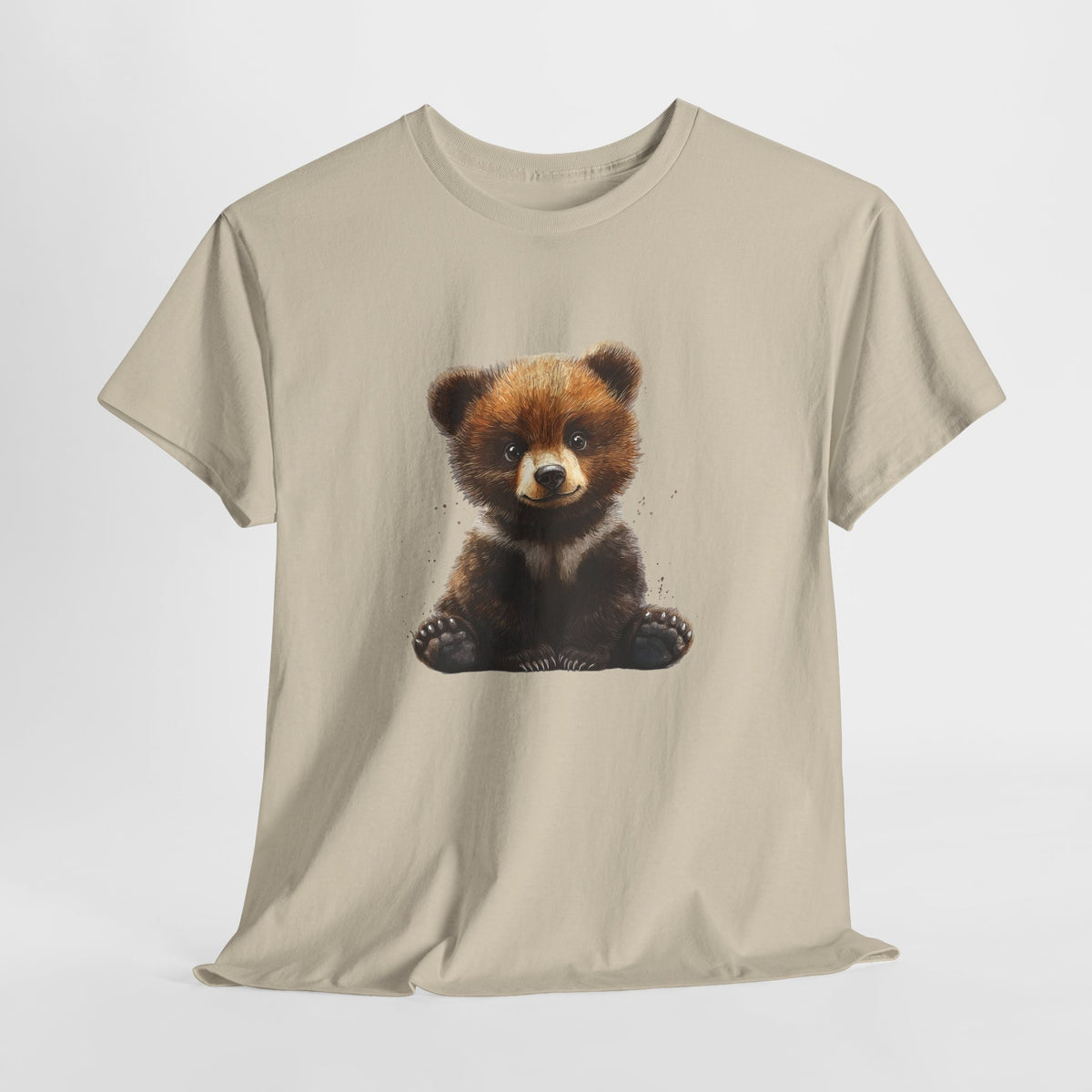 Bear shirt with a painterly bear cub illustration