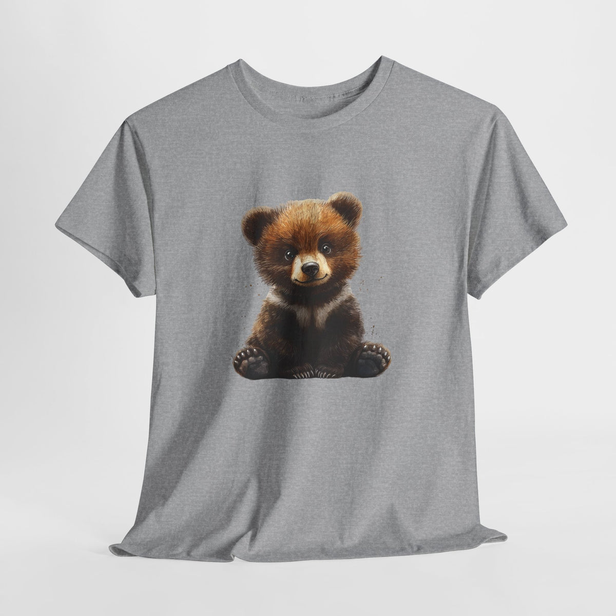 Bear shirt with a painterly bear cub illustration