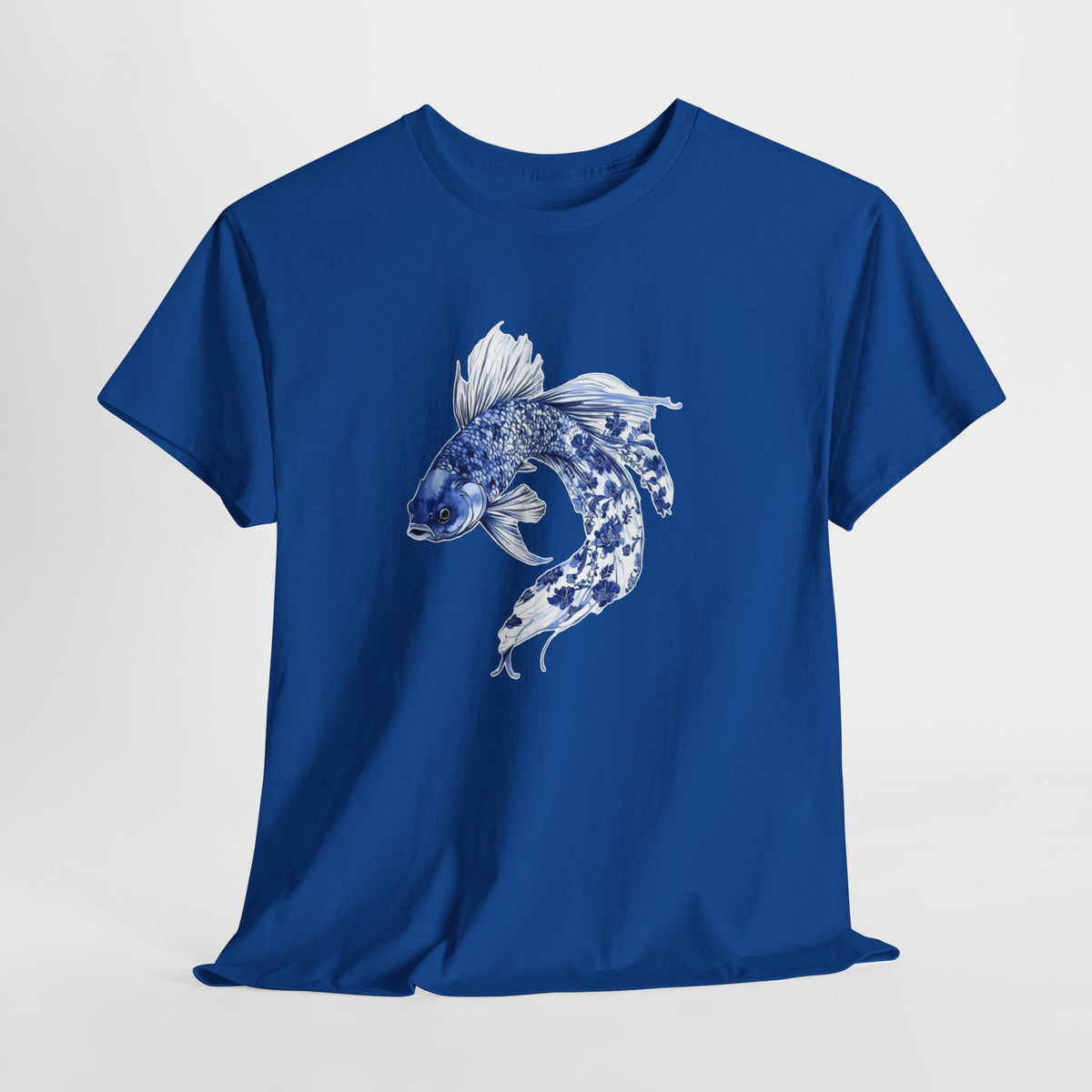 Koi fish t-shirt with a blue watercolor koi swimming in a circle