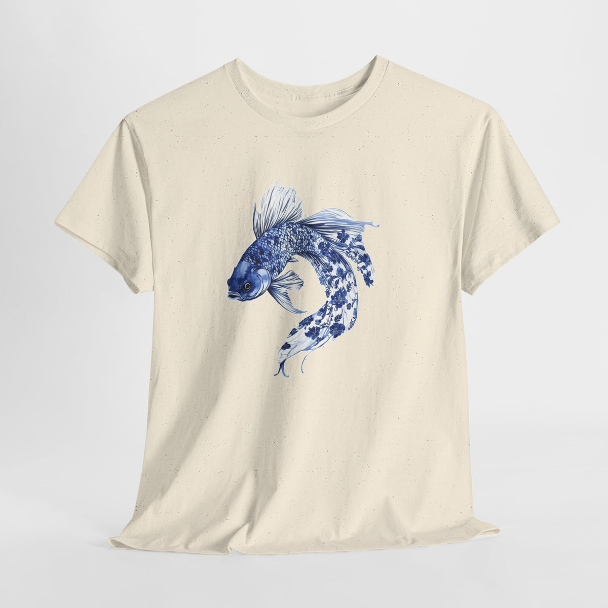 Koi fish t-shirt with a blue watercolor koi swimming in a circle