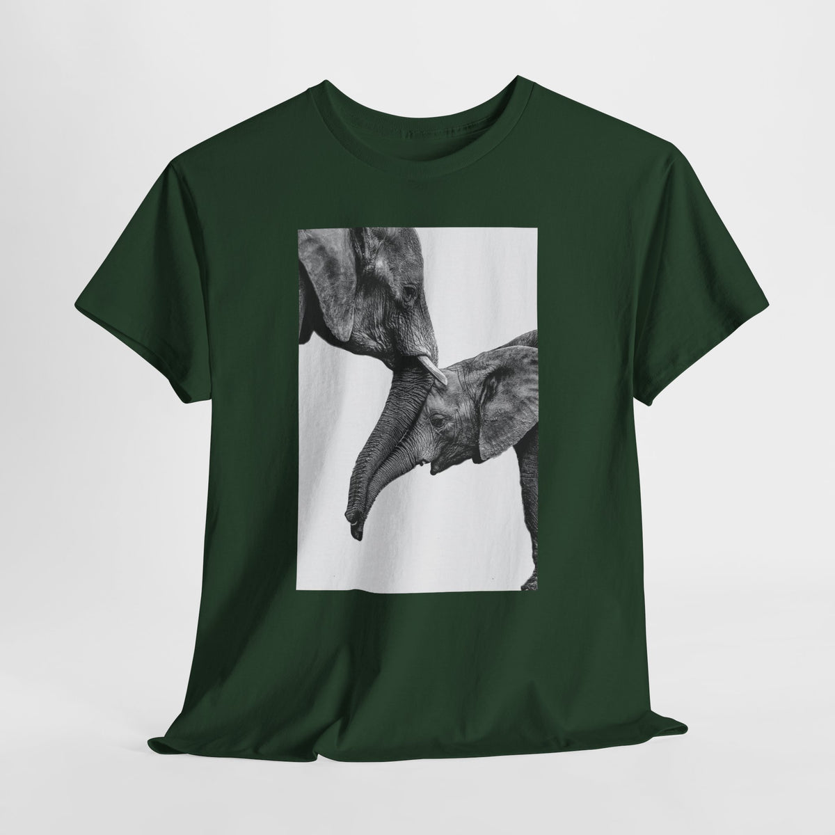 Elephant t-shirt with a black-and-white elephant photograph