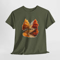 Autumn forest t-shirt with a watercolor winding path through amber trees