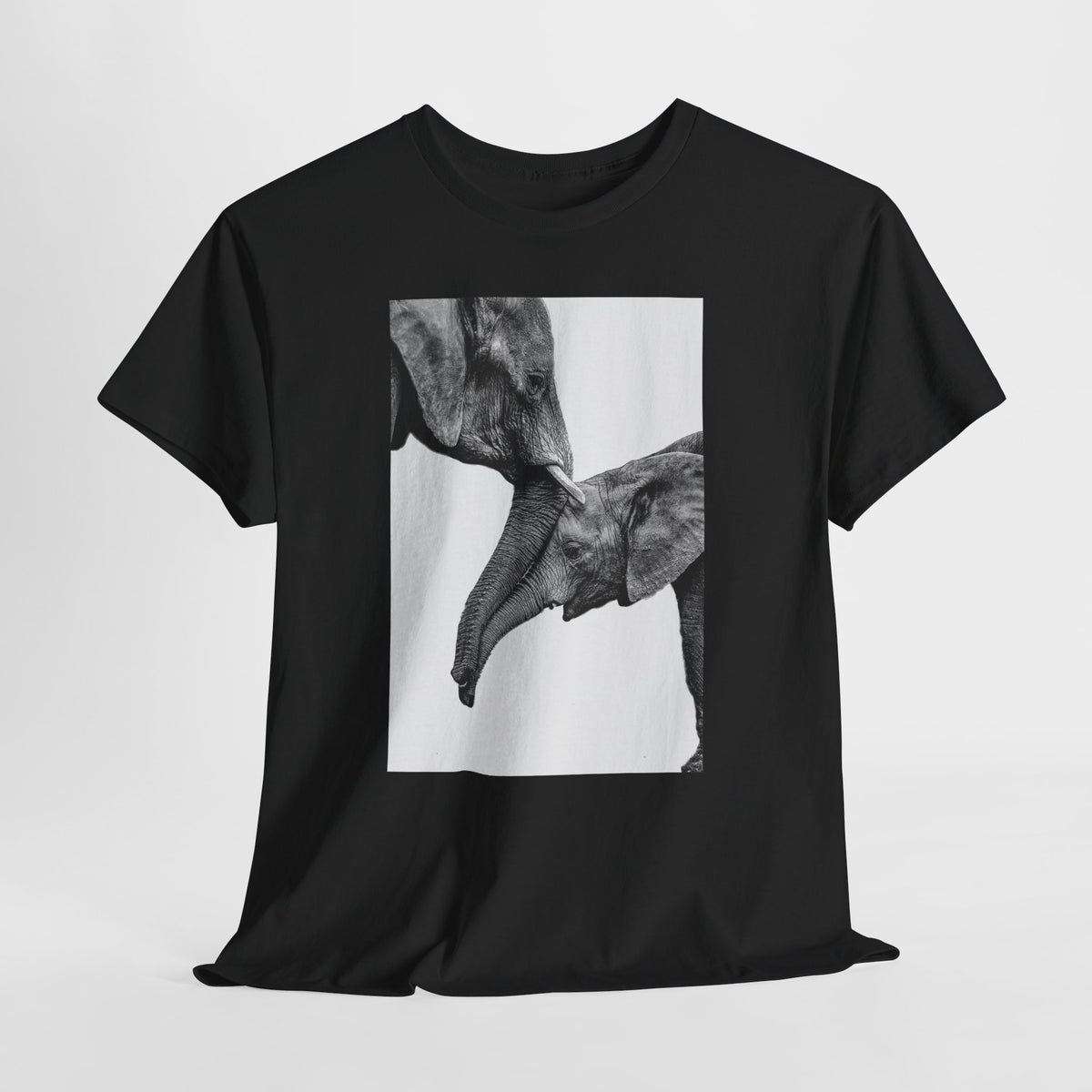 Elephant t-shirt with a black-and-white elephant photograph