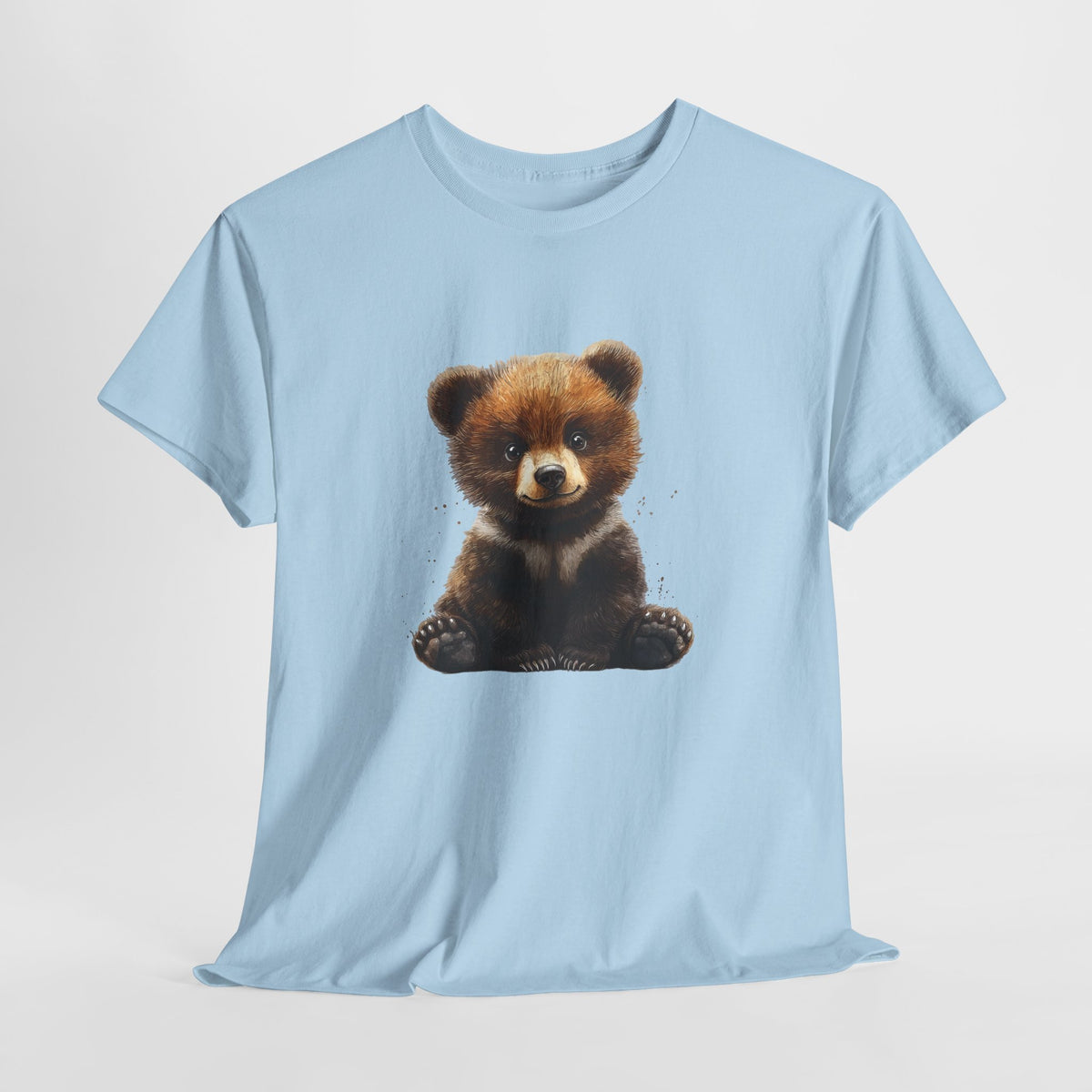 Bear shirt with a painterly bear cub illustration