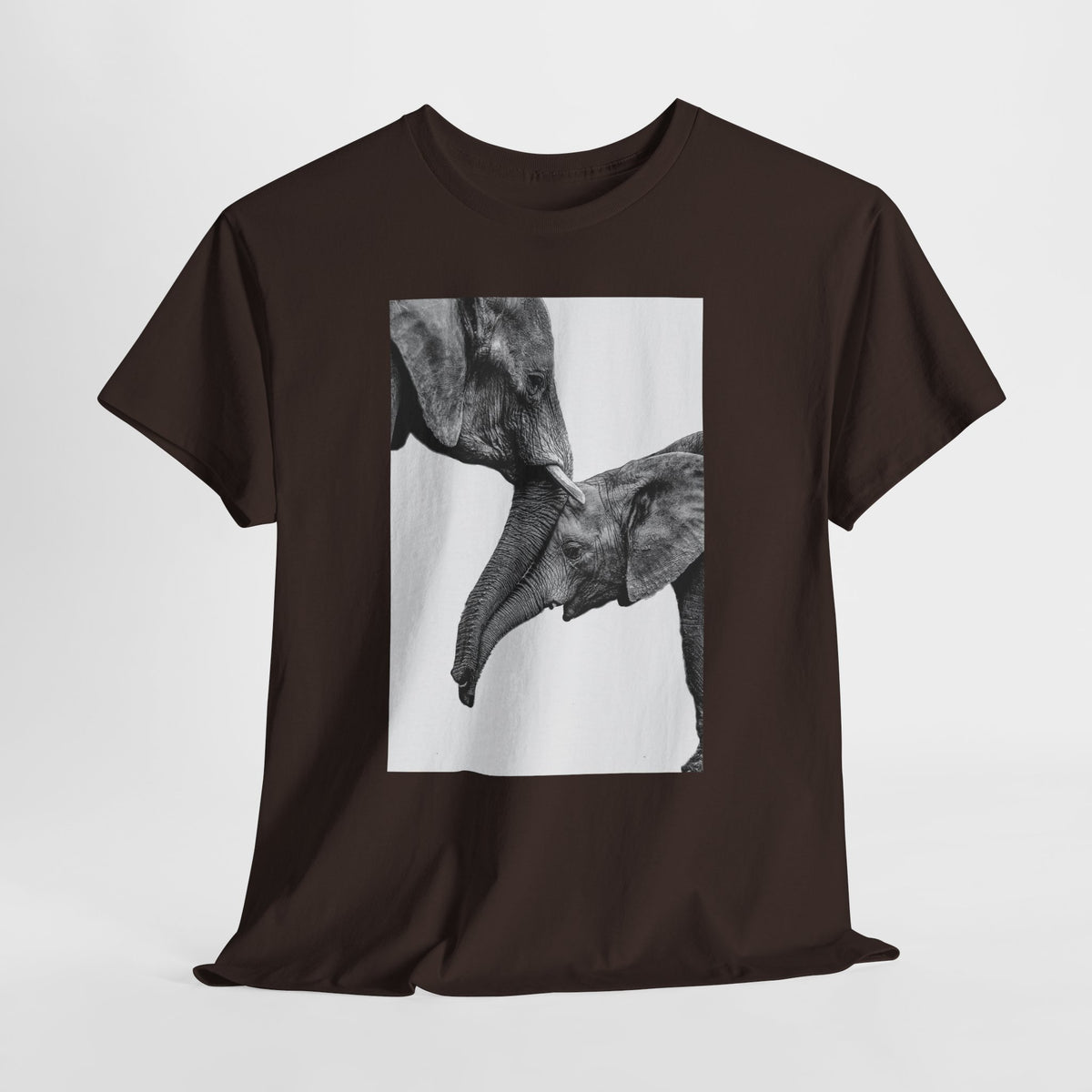 Elephant t-shirt with a black-and-white elephant photograph