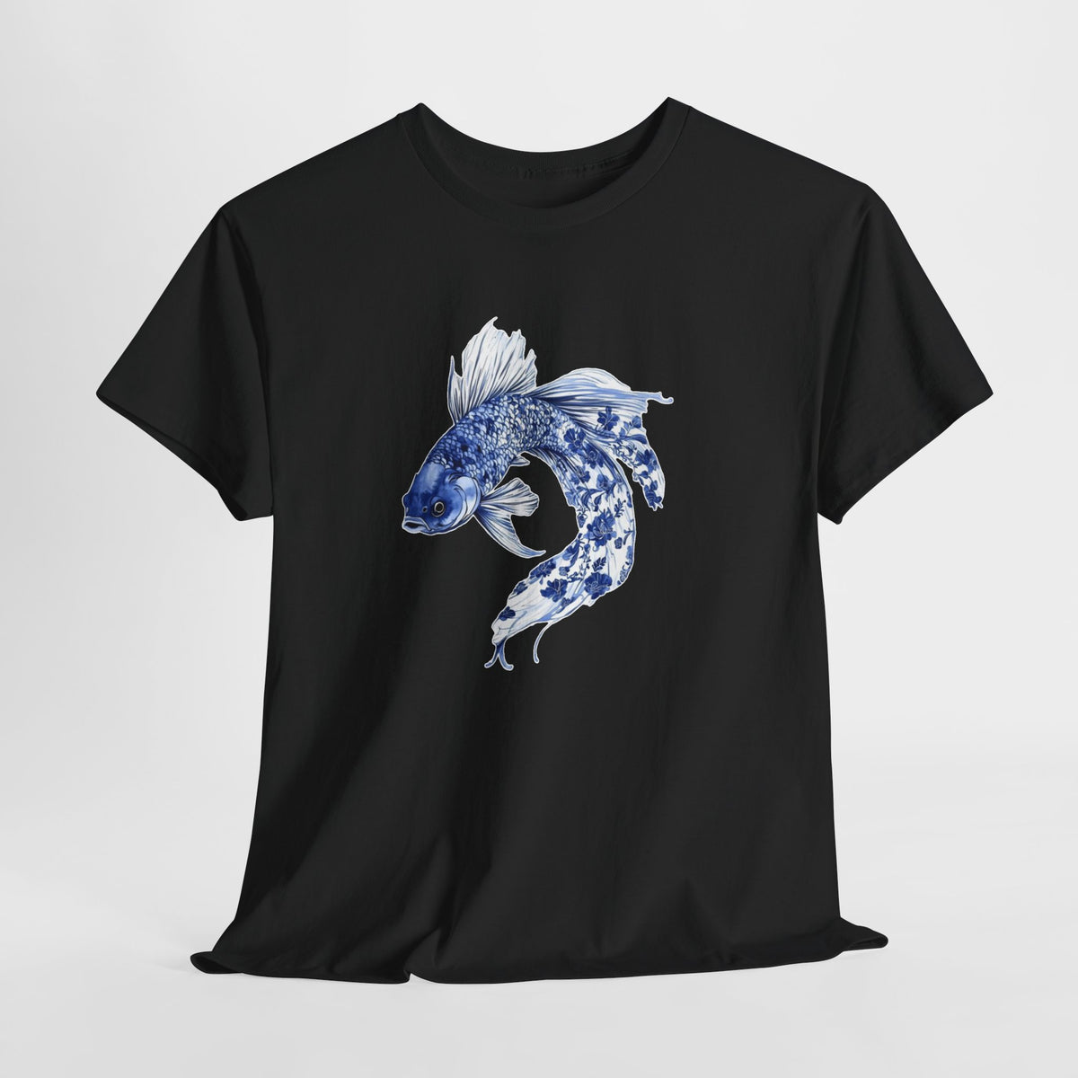 Koi fish t-shirt with a blue watercolor koi swimming in a circle