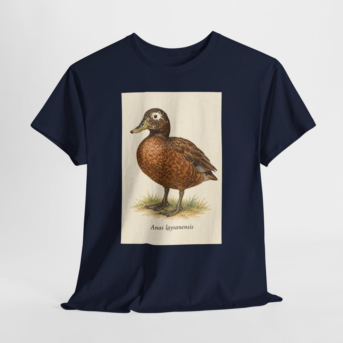 Laysan duck t-shirt with a vintage Anas laysanensis field-guide illustration
