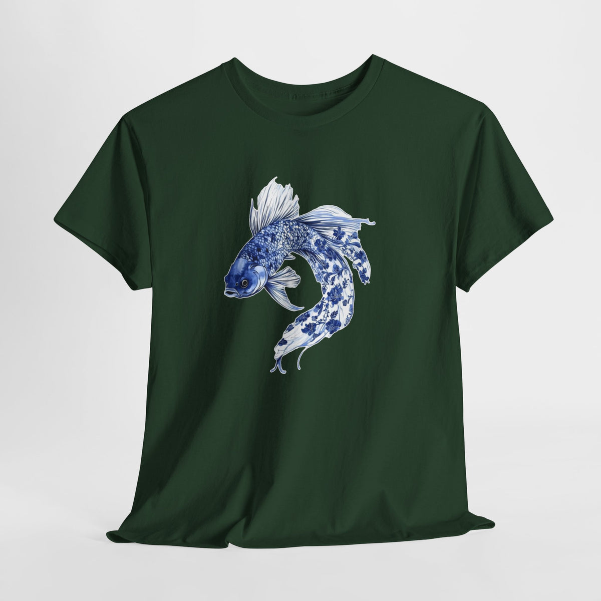 Koi fish t-shirt with a blue watercolor koi swimming in a circle