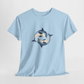 Dolphin t-shirt with watercolor dolphins swimming in a circle