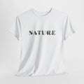 Nature t-shirt with the word NATURE filled with leaf and fern textures