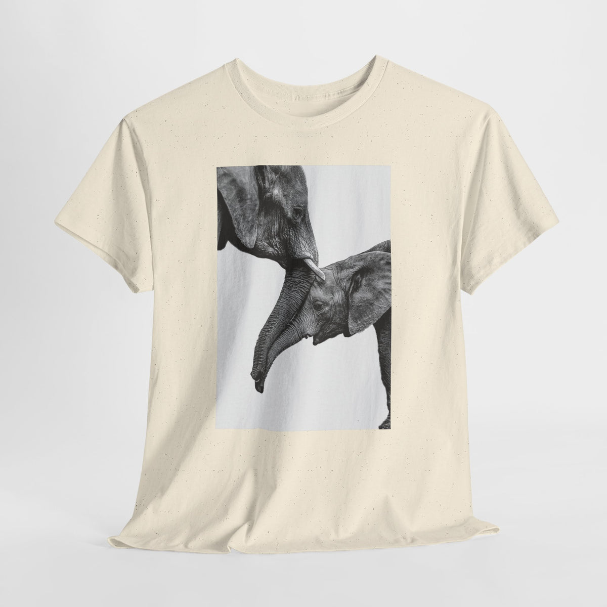 Elephant t-shirt with a black-and-white elephant photograph