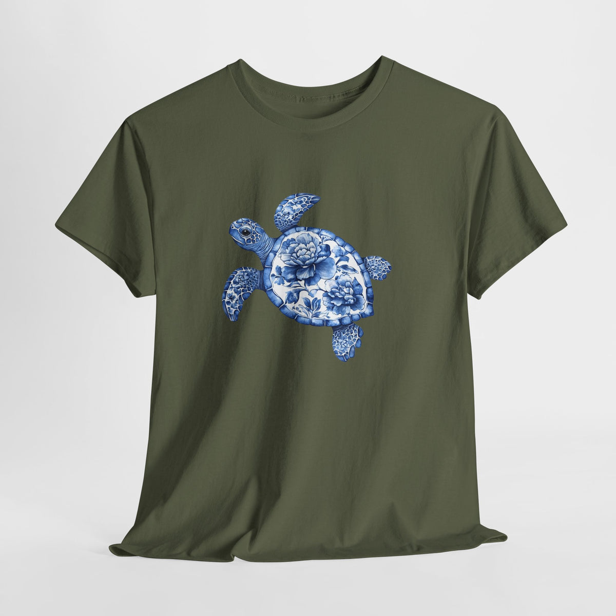 Sea turtle t-shirt with a hand-painted blue watercolor sea turtle