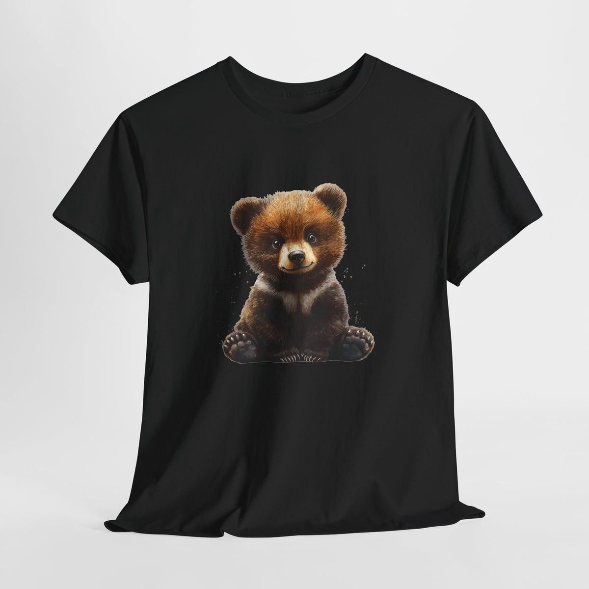 Bear shirt with a painterly bear cub illustration
