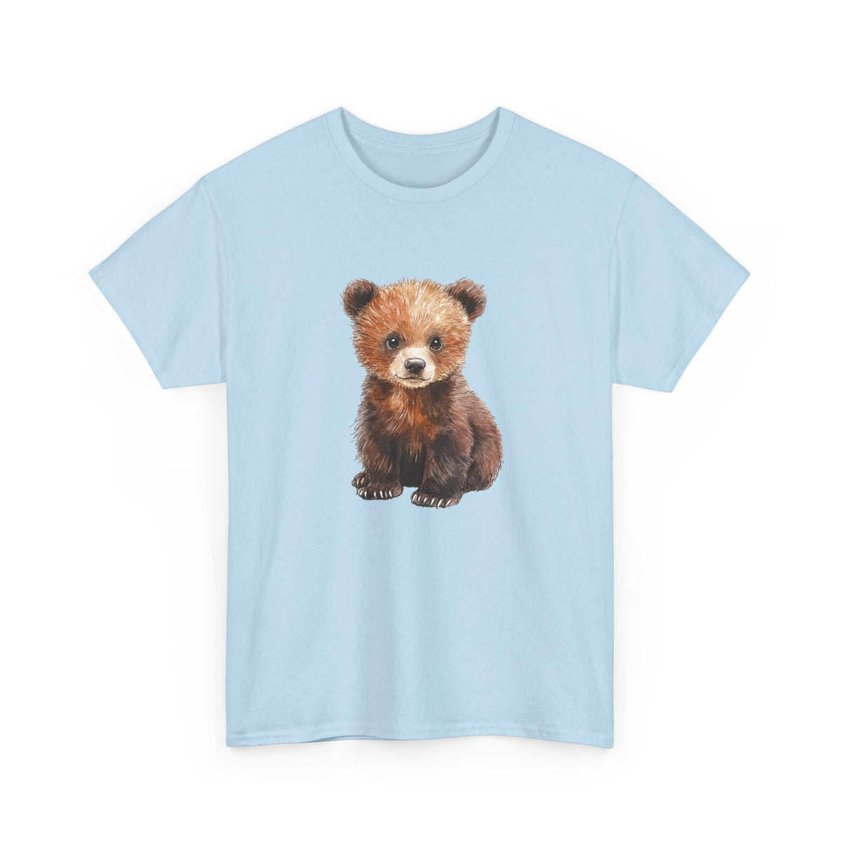 Baby bear t-shirt with a painterly watercolor bear in warm browns