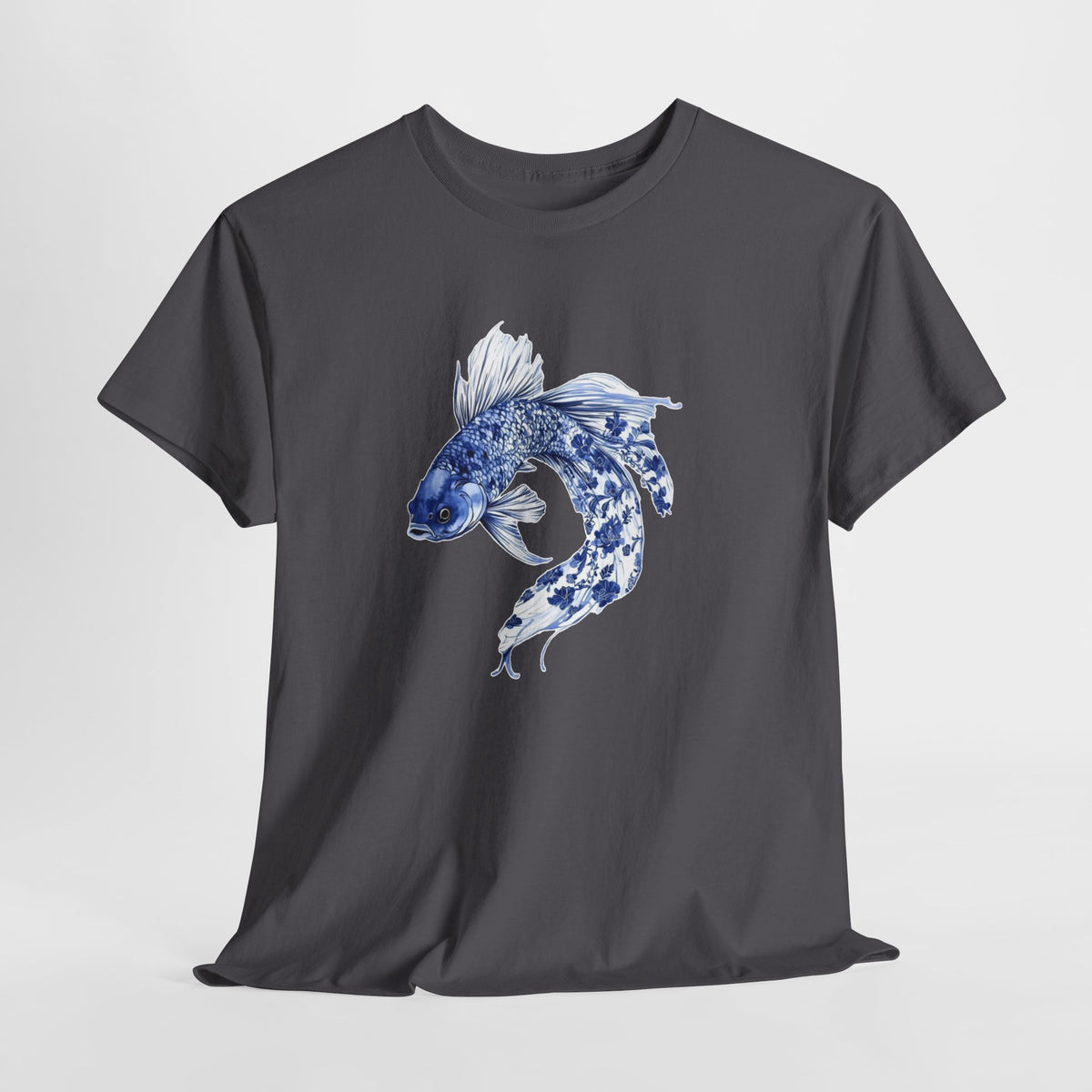 Koi fish t-shirt with a blue watercolor koi swimming in a circle