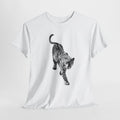Black leopard t-shirt with a detailed monochrome leopard illustration