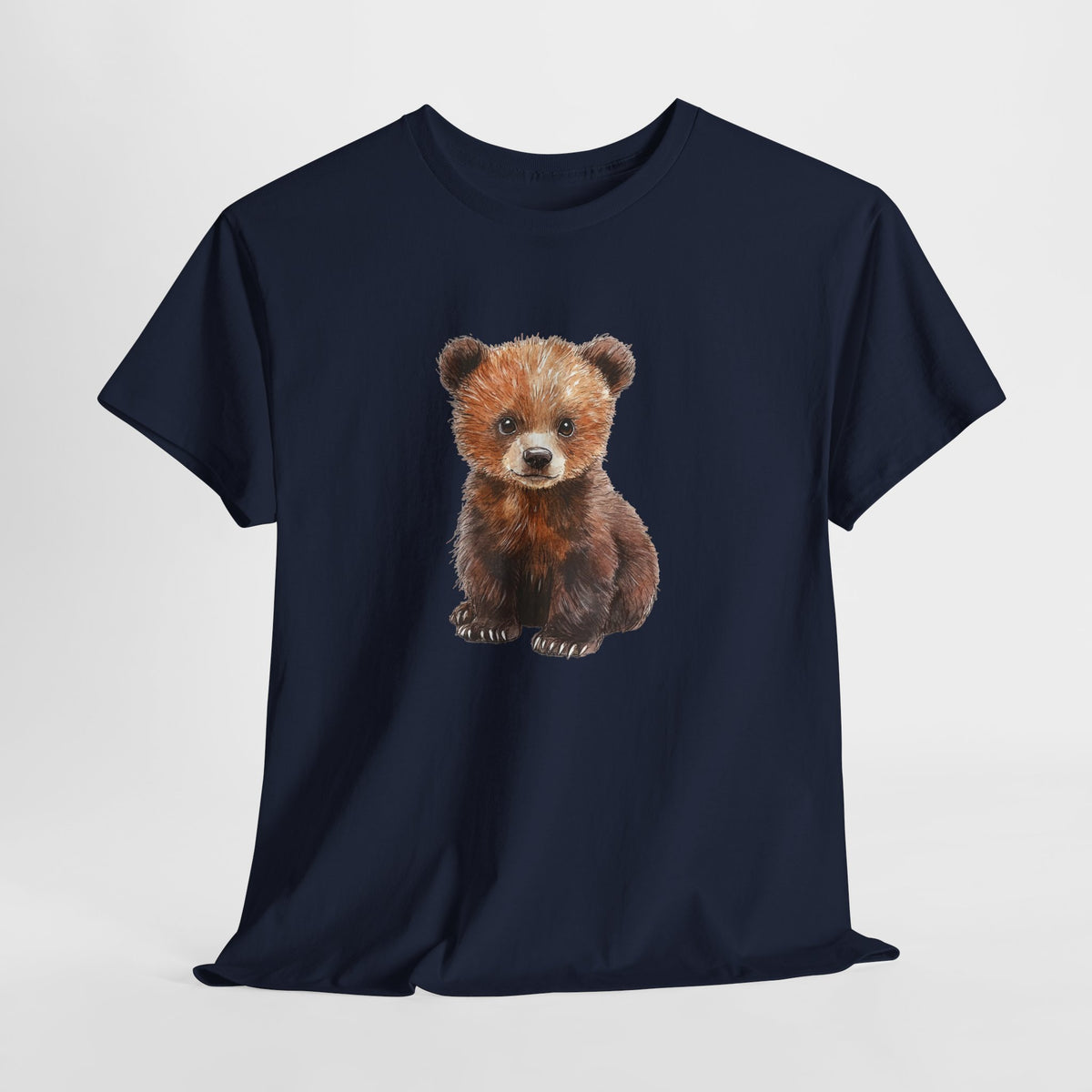 Baby bear t-shirt with a painterly watercolor bear in warm browns