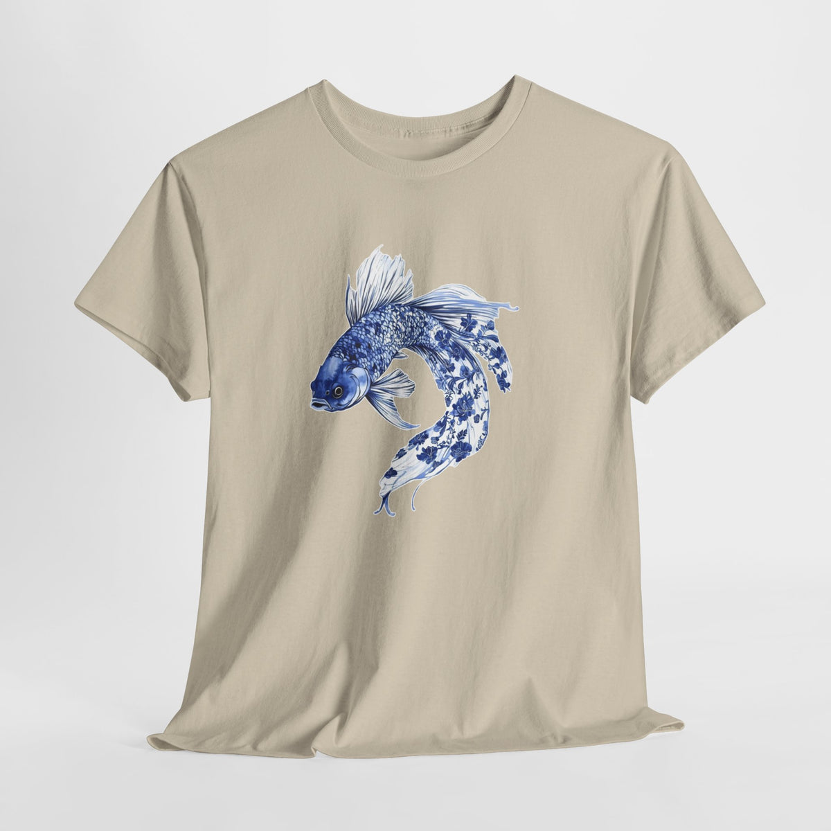 Koi fish t-shirt with a blue watercolor koi swimming in a circle