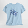 Sea turtle t-shirt with a hand-painted blue watercolor sea turtle