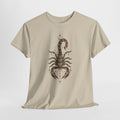 Scorpion sigil t-shirt with a detailed brown ink scorpion illustration