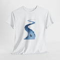River t-shirt with a winding blue river and a lone paddler