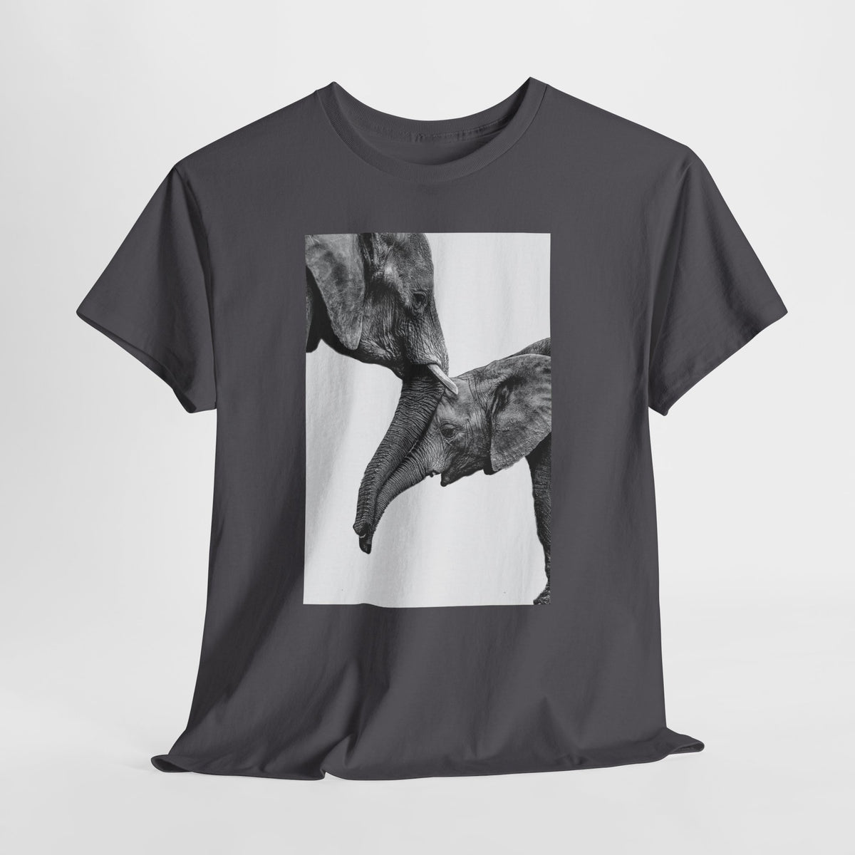 Elephant t-shirt with a black-and-white elephant photograph