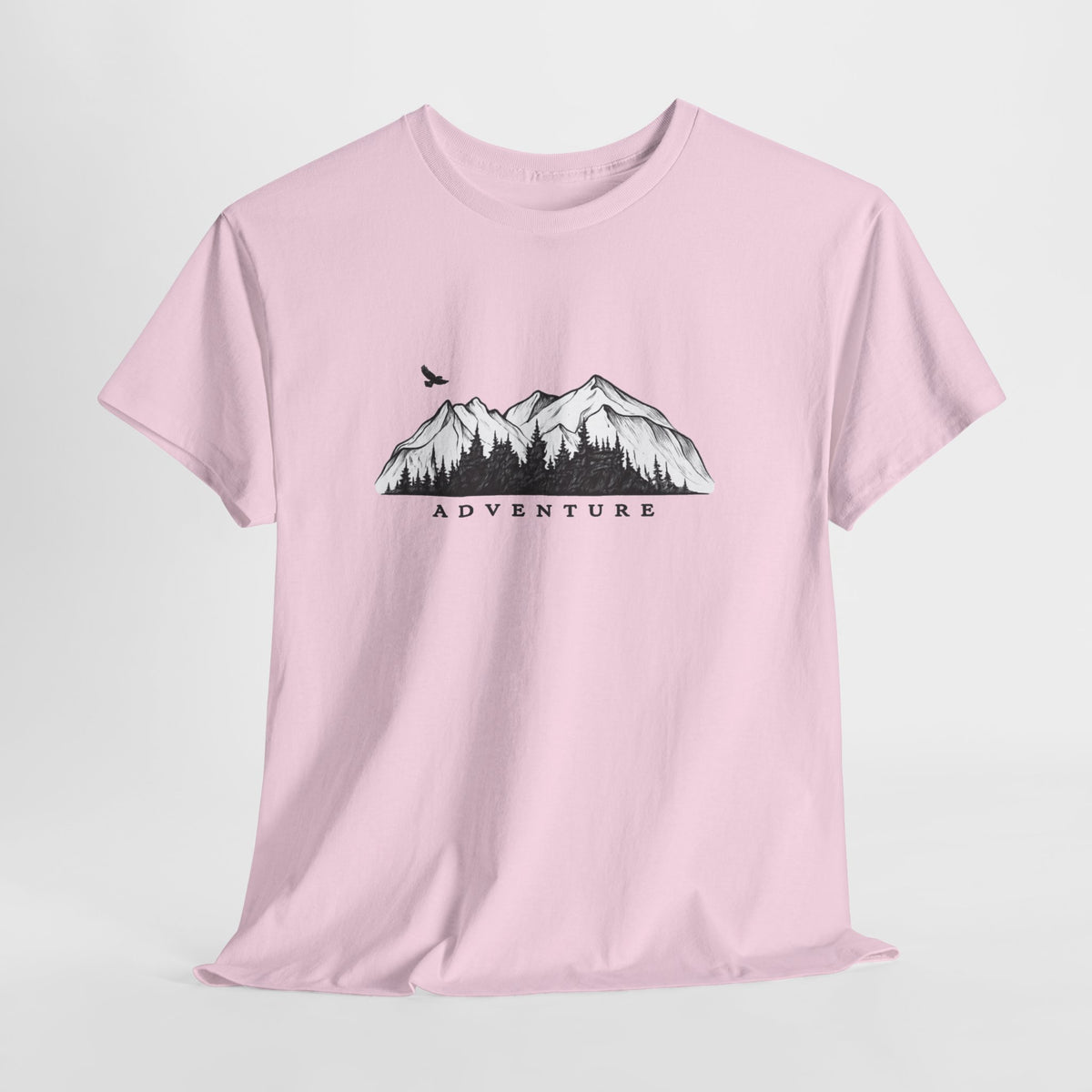 Mountain t-shirt with a hand-drawn mountain sketch and the word ADVENTURE