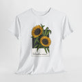 Botanical sunflower t-shirt with a framed vintage sunflower illustration