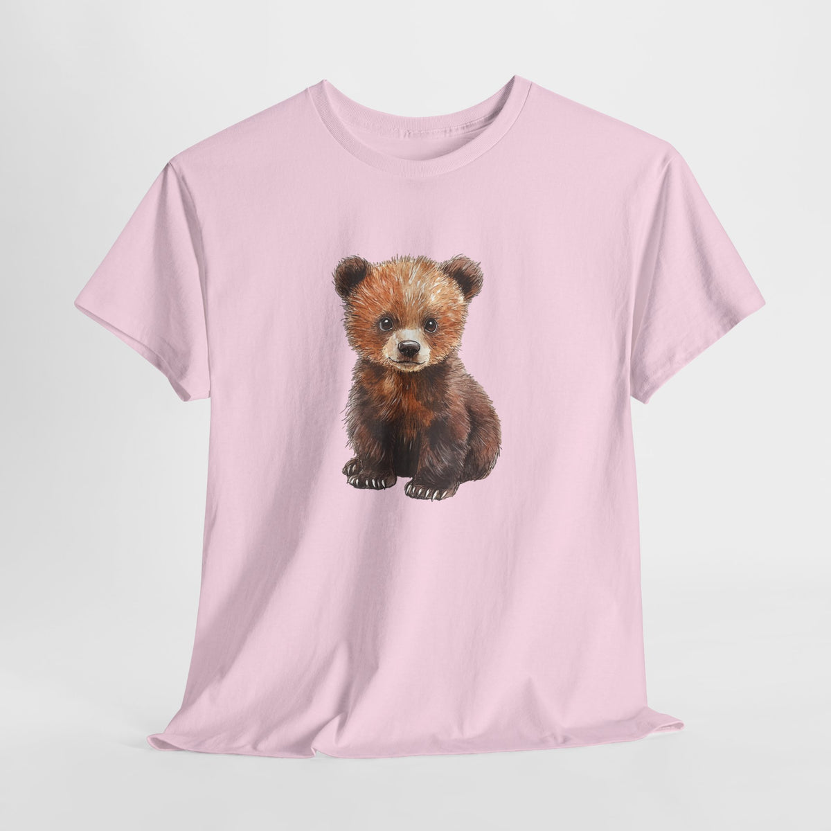 Baby bear t-shirt with a painterly watercolor bear in warm browns