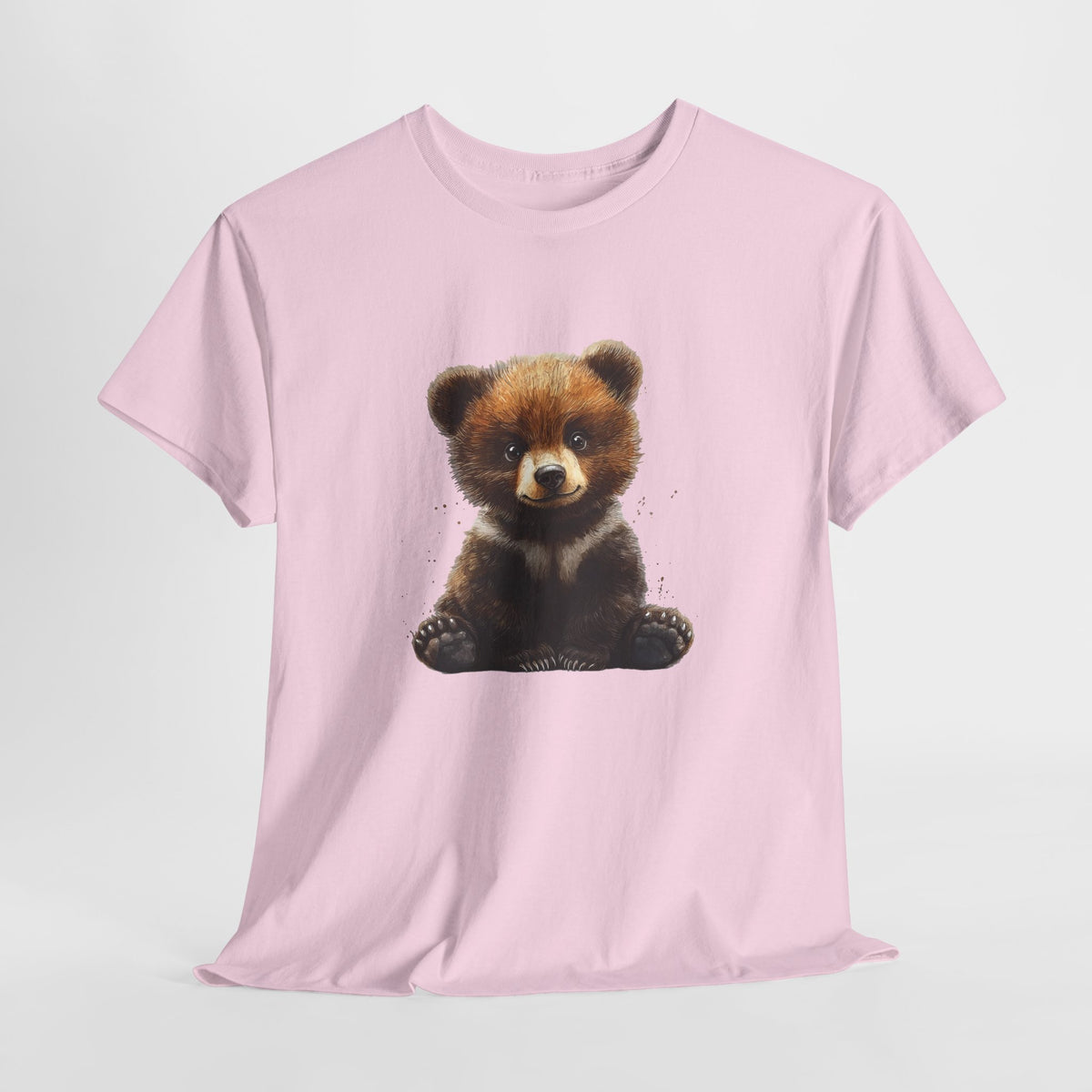 Bear shirt with a painterly bear cub illustration