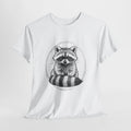 Raccoon t-shirt with a hand-drawn pencil sketch of a raccoon