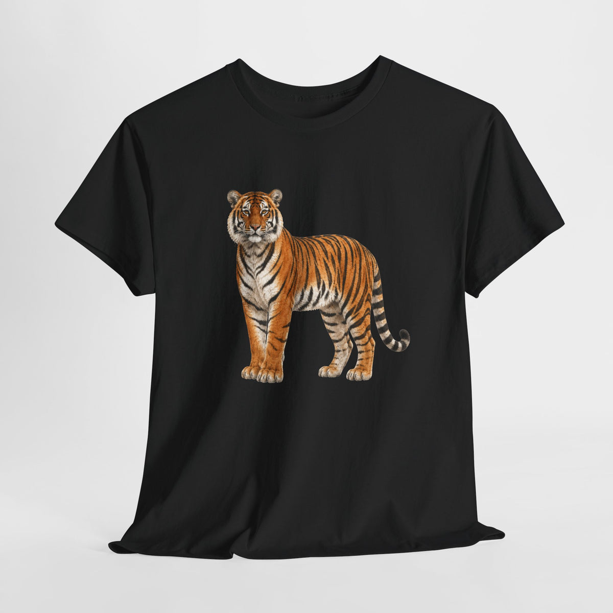 Tiger t-shirt with a hand-drawn realistic standing tiger