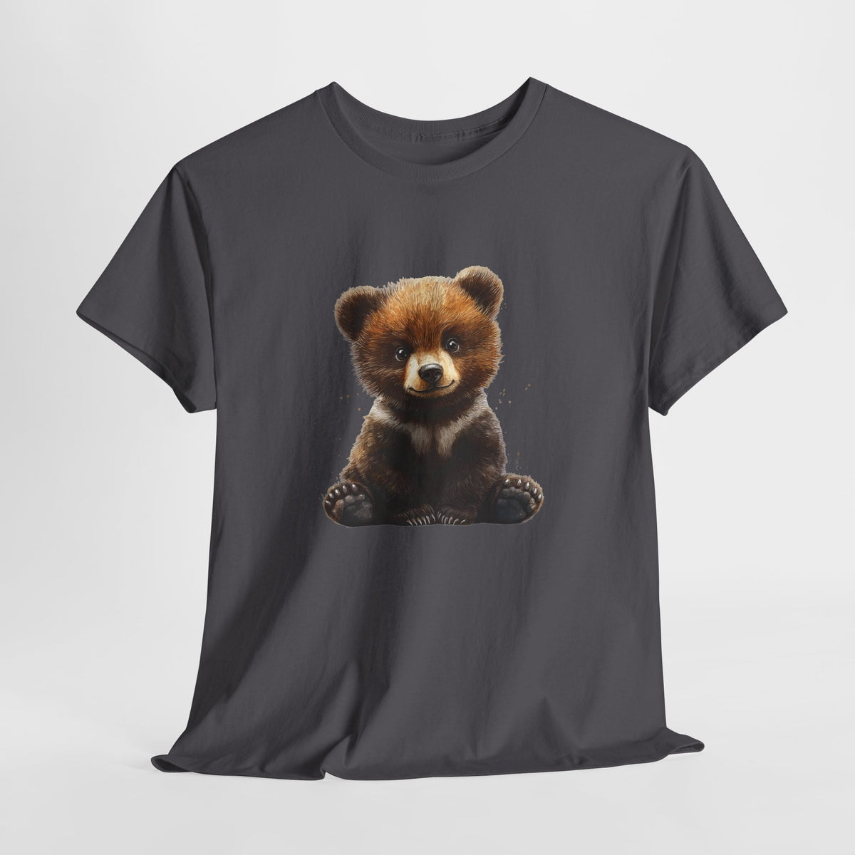 Bear shirt with a painterly bear cub illustration